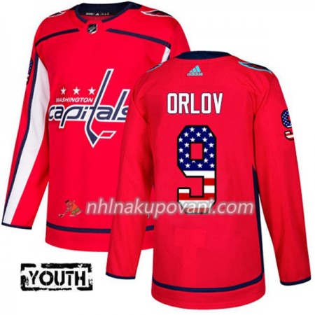 Washington Capitals Dresy Dmitry Orlov 9 2017-2018 USA Flag Fashion Černá Adidas Authentic - Dětské